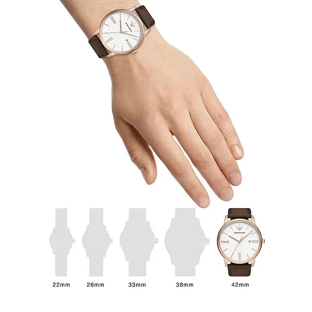 Emporio Armani Minimalist Quartz White Dial Brown Leather Strap Watch For Men - AR11572 Buy Now By Emporio Armani