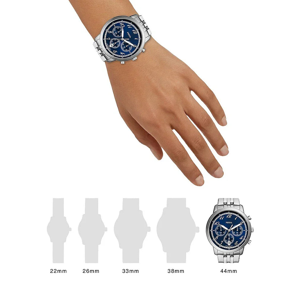 Fossil Neutra Chronograph Blue Dial Silver Steel Strap Watch for Men - FS6025 Buy Now By Fossil