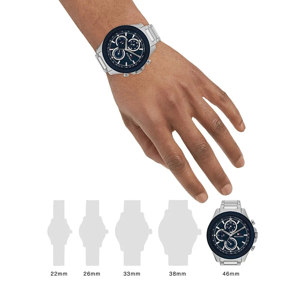 Tommy Hilfiger Clark Chronograph Blue Dial Silver Steel Strap Watch For Men - 1792080 Buy Now By Tommy Hilfiger