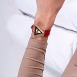 Guess Fame Quartz Gold Dial Red Leather Strap Watch For Women - GW0504L2 Buy Now By Guess