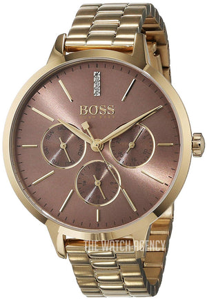 Hugo Boss Symphony Brown Dial Gold Steel Strap Watch for Women - 1502422 Buy Now By Hugo Boss