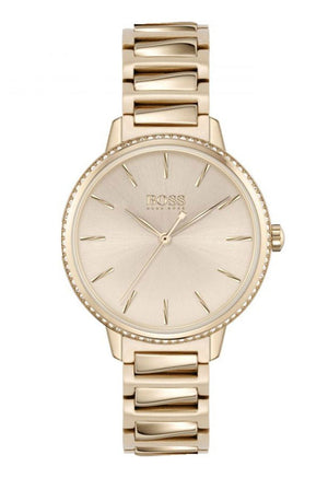 Hugo Boss Signature Gold Dial Gold Stainless Steel Strap Watch for Women - 1502540 Buy Now By Hugo Boss