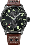 Hugo Boss Aeroliner Maxx Black Dial Brown Leather Strap Watch For Men - 1513079 Buy Now By Hugo Boss