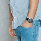 Hugo Boss Ikon Blue Dial Black Leather Strap Watch for Men - 1513176 Buy Now By Hugo Boss