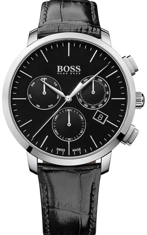 Hugo Boss Chronograph Black Dial Black Leather Strap Watch For Men - 1513266 Buy Now By Hugo Boss