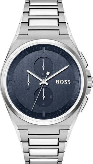 Hugo Boss Steer Chronograph Blue Dial Silver Steel Strap Watch For Men - 1514048 Buy Now By Hugo Boss
