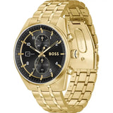 Hugo Boss Skytraveller Chronograph Black Dial Gold Steel Strap Watch for Men - 1514152 Buy Now By Hugo Boss