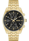 Hugo Boss Skytraveller Chronograph Black Dial Gold Steel Strap Watch for Men - 1514152 Buy Now By Hugo Boss