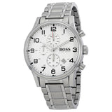 Hugo Boss Aeroliner Chronograph White Dial Silver Steel Strap Watch for Men - 1513182 Buy Now By Hugo Boss