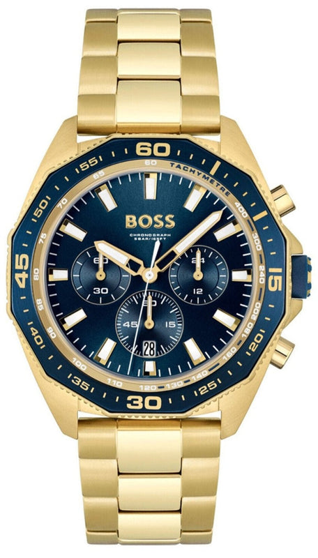 Hugo Boss Energy Chronograph Blue Dial Gold Steel Strap Watch For Men - 1513973 Buy Now By Hugo Boss
