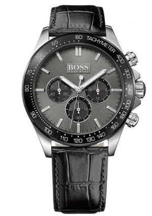 Hugo Boss Ikon Grey Dial Black Leather Strap Watch for Men - 1513177 Buy Now By Hugo Boss