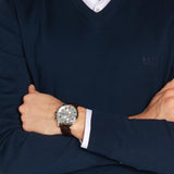 Hugo Boss Aeroliner Chronoraph White Dial Brown Leather Strap Watch For Men - HB1512447 Buy Now By Hugo Boss