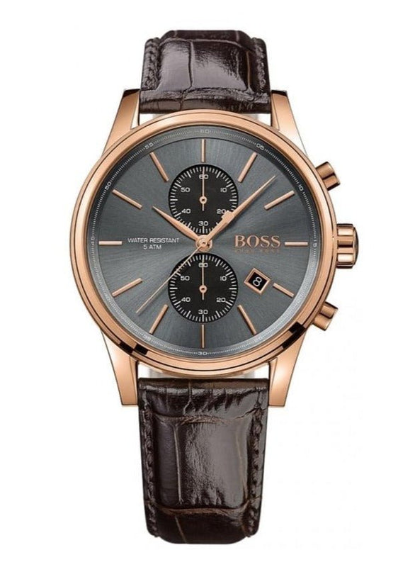 Hugo Boss Jet Grey Dial Brown Leather Strap Watch for Men - 1513281 Buy Now By Hugo Boss