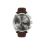 Hugo Boss Grand Prix Grey Dial Brown Leather Strap Watch for Men - 1513476 Buy Now By Hugo Boss