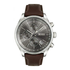 Hugo Boss Grand Prix Grey Dial Brown Leather Strap Watch for Men - 1513476 Buy Now By Hugo Boss