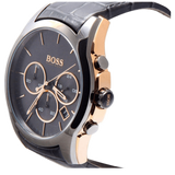 Hugo Boss Onyx Grey Dial Black Leather Strap Watch for Men - 1513366 Buy Now By Hugo Boss