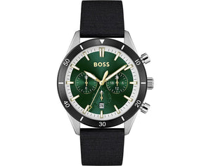 Hugo Boss Santiago Green Dial Black Nylon Strap Watch for Men - 1513936 Buy Now By Hugo Boss