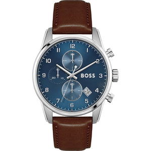 Hugo Boss Skymaster Blue Dial Brown Leather Strap Watch for Men - 1513940 Buy Now By Hugo Boss