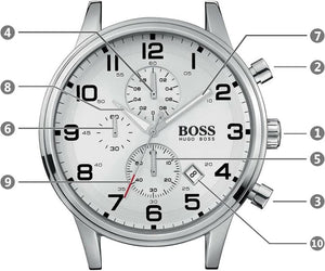 Hugo Boss Aeroliner Chronograph White Dial Silver Steel Strap Watch For Men - 1512445 Buy Now By Hugo Boss