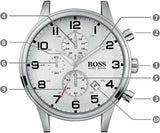 Hugo Boss Aeroliner Chronograph White Dial Silver Steel Strap Watch For Men - 1512445 Buy Now By Hugo Boss