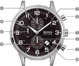 Hugo Boss Aeroliner Chronograph Black Dial Silver Steel Strap Watch For Men - 1512446 Buy Now By Hugo Boss