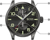 Hugo Boss Aeroliner Maxx Black Dial Brown Leather Strap Watch For Men - 1513079 Buy Now By Hugo Boss