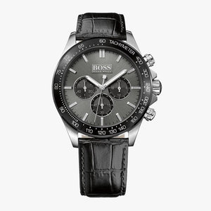 Hugo Boss Ikon Grey Dial Black Leather Strap Watch for Men - 1513177 Buy Now By Hugo Boss
