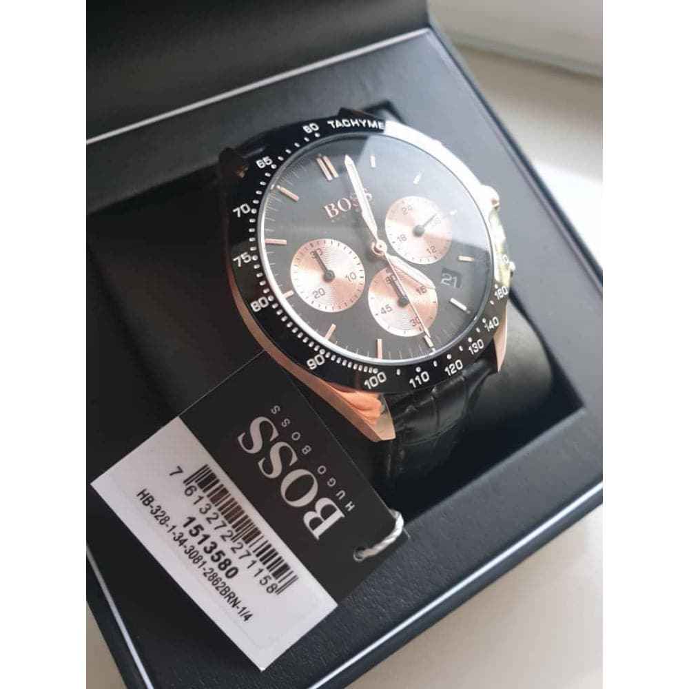 Hugo Boss Talent Chronograph Black Dial Black Leather Strap Watch For Men - 1513580 Buy Now By Hugo Boss