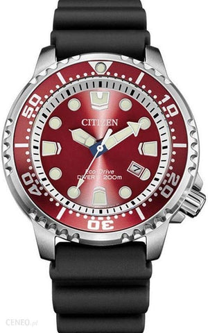 Citizen Eco Drive Promaster Marine Red Dial Black Rubber Strap Watch For Men - BN0159-15X Buy Now By Citizen