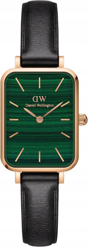 Daniel Wellington Quadro Pressed Sheffield Green Dial Black Leather Strap Watch For Women - DW00100439 Buy Now By Daniel Wellington