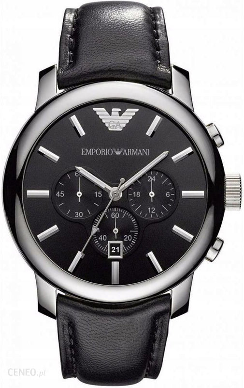 Emporio Armani Classic Chronograph Black Dial Black Leather Strap Watch For Men - AR0431 Buy Now By Emporio Armani