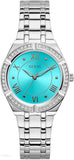 Guess Cosmo Diamonds Turquoise Dial Silver Steel Strap Watch for Women - GW0033L7 Buy Now By Guess