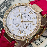 Michael Kors Parker Chronograph White Dial Pink Leather Strap Watch for Women - MK2297 Buy Now By Michael Kors