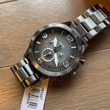 Fossil Nate Chronograph Gunmetal Dial Grey Steel Strap Watch for Men - JR1437 Buy Now By Fossil