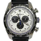Versace V-Ray Quartz Silver Dial Black Leather Strap Watch for Men - VDB010014 Buy Now By Versace