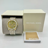 Michael Kors Jessa Multifunction Gold Dial White Leather Strap Watch For Women - MK7204 Buy Now By Michael Kors