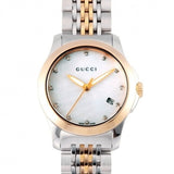 Gucci G Timeless Diamonds Mother of Pearl Dial Two Tone Mesh Bracelet Watch For Women - YA126514 Buy Now By Gucci