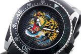 Gucci Dive Tiger Black Dial Black Rubber Strap Watch For Men - YA136318 Buy Now By Gucci