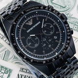 Emporio Armani Tazio Chronograph Black Dial Black Steel Strap Watch For Men - AR5989 Buy Now By Emporio Armani
