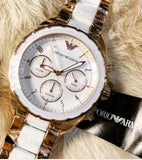 Emporio Armani Sportivo White Dial Rose Gold & White Steel Strap Watch For Women - AR5942 Buy Now By Emporio Armani