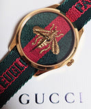 Gucci G Timeless Quartz Green & Red Dial Green & Red NATO Strap Watch For Men - YA126487A Buy Now By Gucci