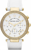 Michael Kors Parker White Dial with Diamonds White Leather Strap Watch for Women - MK2290 Buy Now By Michael Kors
