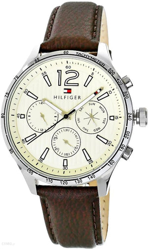 Tommy Hilfiger Gavin Chronograph White Dial Brown Leather Strap Watch for Men - 1791467 Buy Now By Tommy Hilfiger