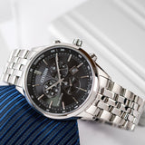Citizen Eco Drive Chronograph Black Dial Silver Steel Strap Watch For Men - AT2140-55E Buy Now By Citizen