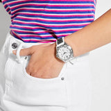 Guess Swirl Quartz Silver Dial White Silicone Strap Watch for Women - W1096L1 Buy Now By Guess