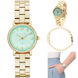 Marc Jacobs Baker Mint Green Dial Gold Steel Strap Watch for Women - MBM3284 Buy Now By Marc Jacobs