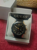 Guess Caliber Chronograph Black Dial Black Rubber Strap Watch for Men - W0864G3 Buy Now By Guess