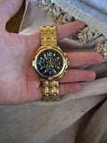 Guess Surge Chronograph Black Dial Gold Steel Strap Watch for Men - W1258G2 Buy Now By Guess