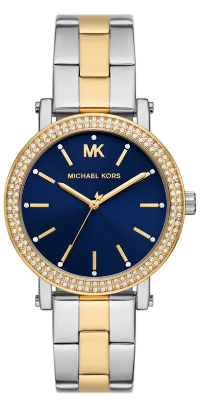 Michael Kors Analog Blue Dial Two Tone Steel Strap Watch for Women - MKO1049 Buy Now By Michael Kors