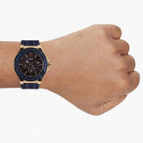 Guess Force Blue & Rose Gold Dial Blue Silicone Strap Watch For Men - W0674G2 Buy Now By Guess